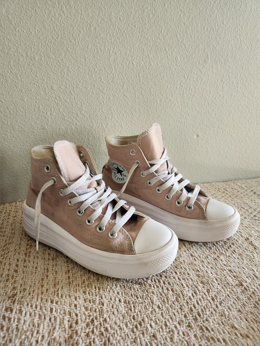 Converse Chuck Taylor All Star Move High Top Platform Shoe Sneakers Pink/white 7